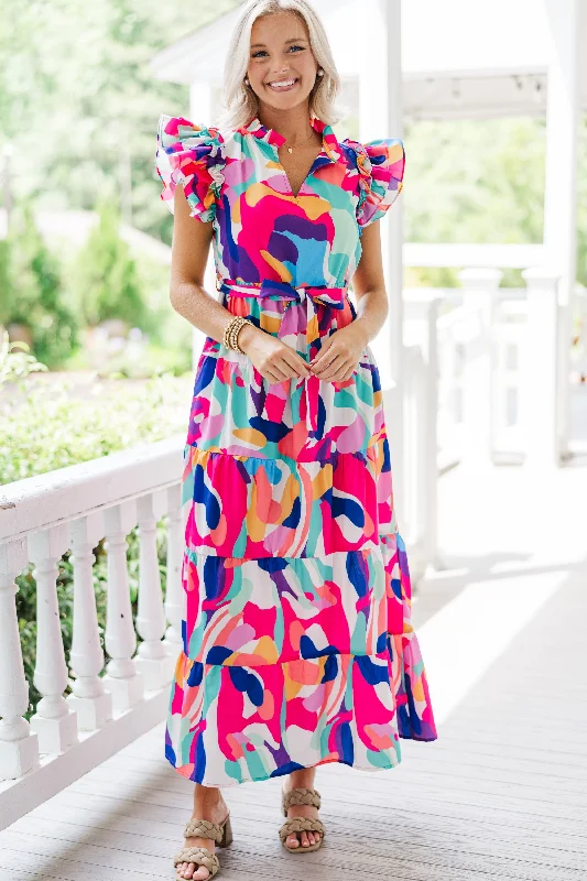 Future Fun Pink Multi Abstract Maxi Dress