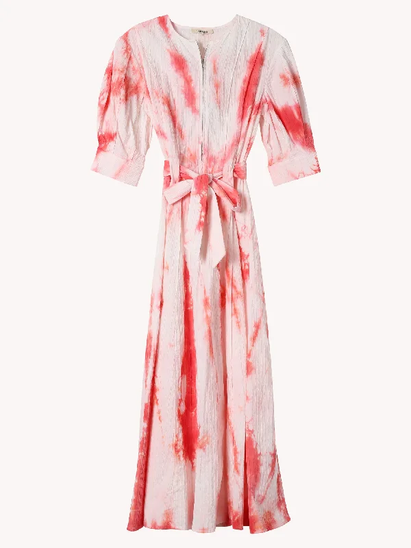 Long Tie Dye Zipper Dress