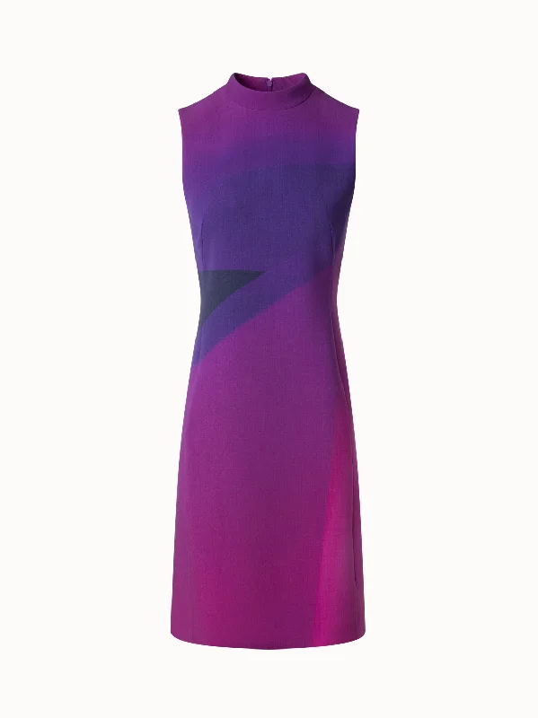 Sheath Dress in Wool-Double-Face with Alta Magenta Print