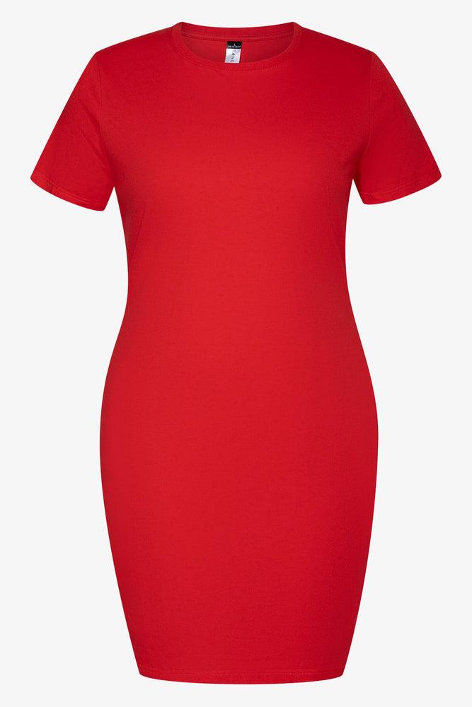 Short Sleeve Bodycon Dress Red