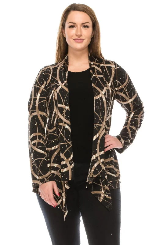 Plus Size Glitter Mid Cut Jacket Long Sleeve-4028GL-LXP1-G008