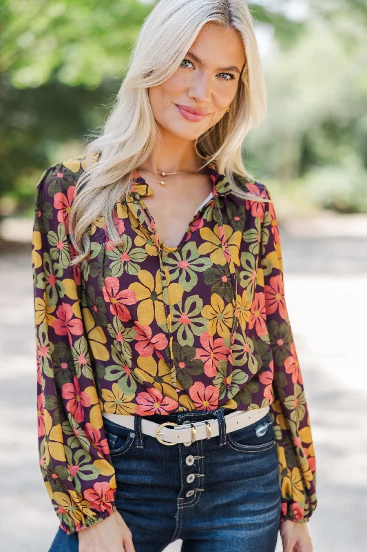 All In The Plan Olive Green Floral Blouse