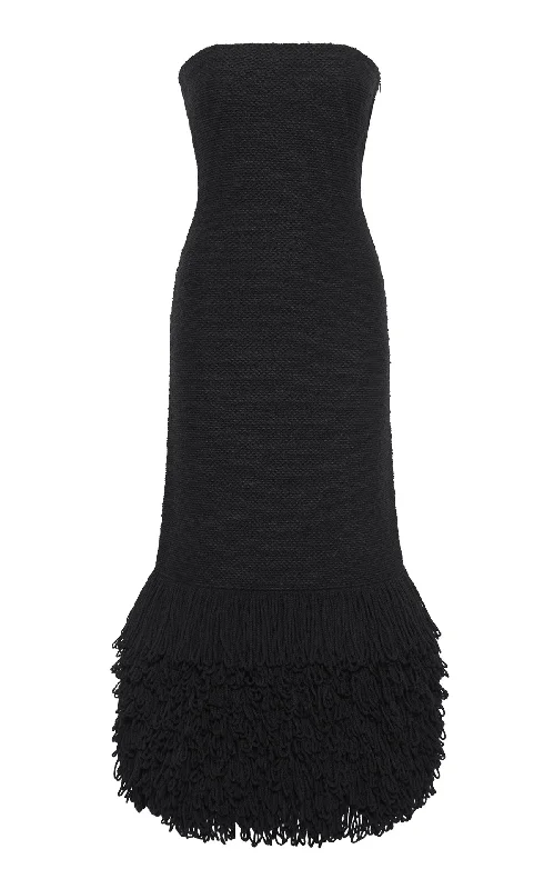 Corus Knit Maxi Dress in Black Cashmere Silk