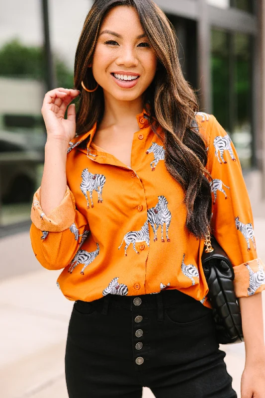 On The Run Brown Zebra Blouse