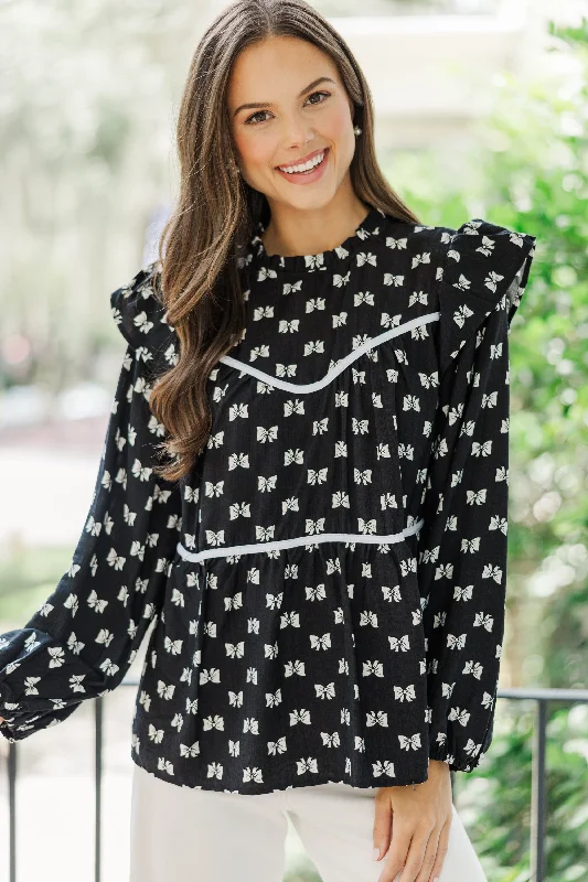 Ribbons & Bows Black Ruffled Blouse