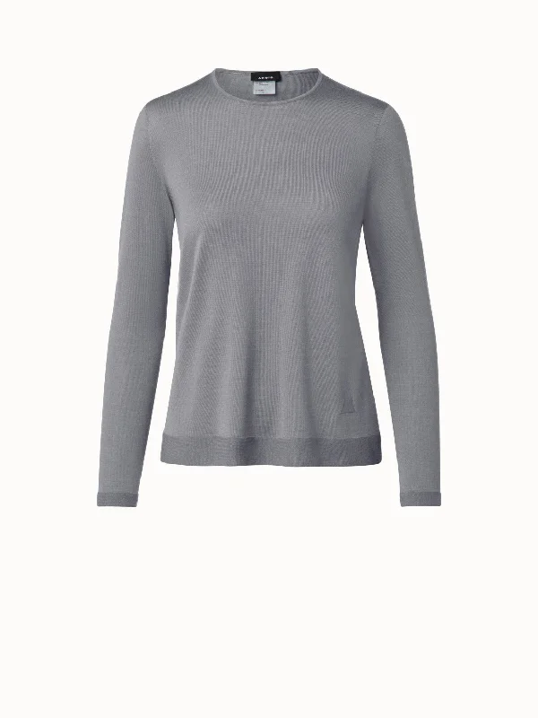 Fine gauge cashmere silk pullover