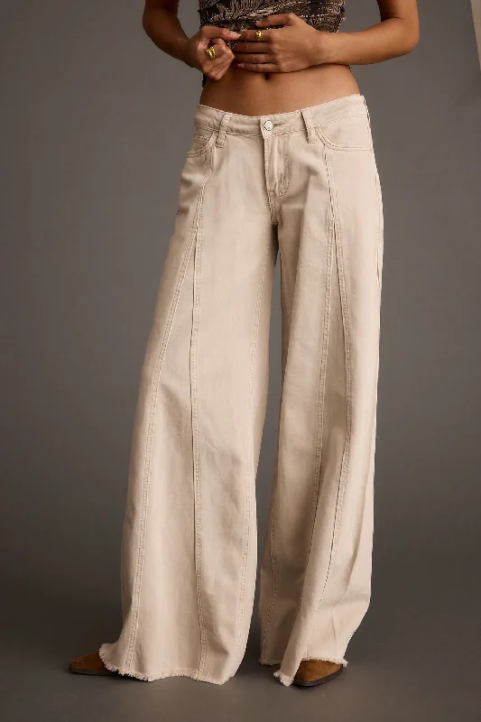 Sierra Beige Low Rise Wide Leg Jean