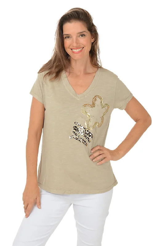 Metallic Leopard Floral Tee