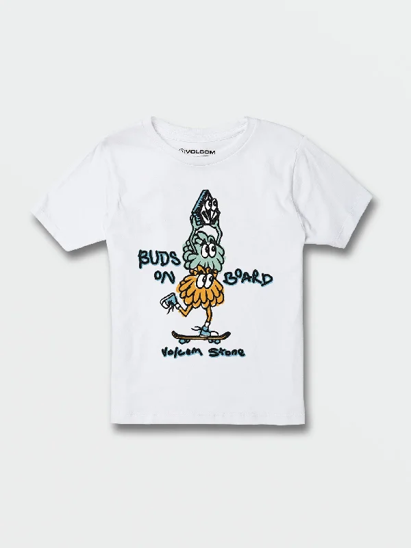 Little Boys Buds On Board Short Sleeve Tee - White