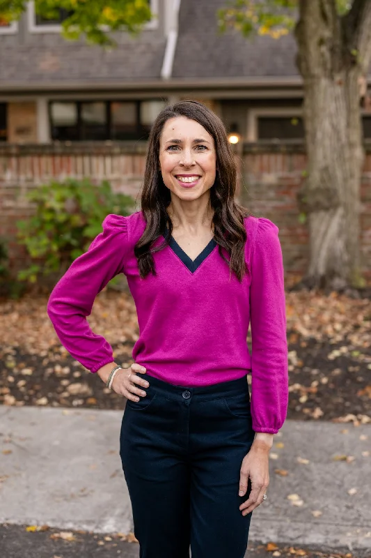 Contrasting V- Neck Top