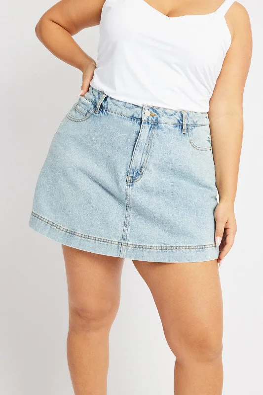 Denim Relaxed Skort Skirt