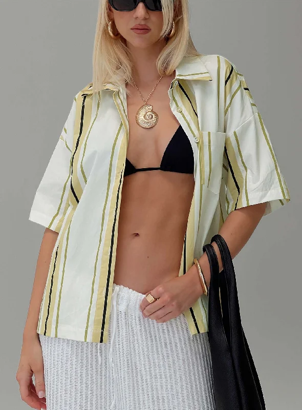 Karyn Top White / Yellow Stripe