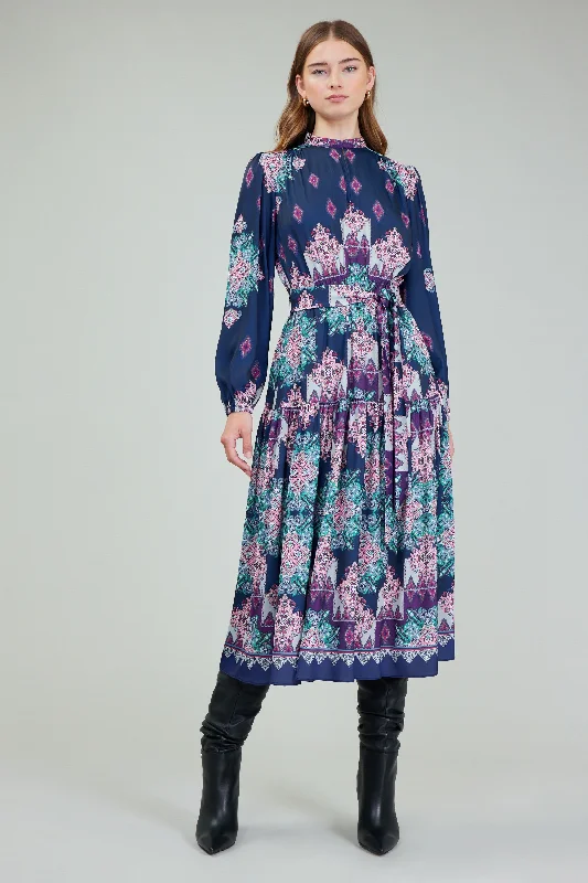 Ornate Border Printed Midi Dress