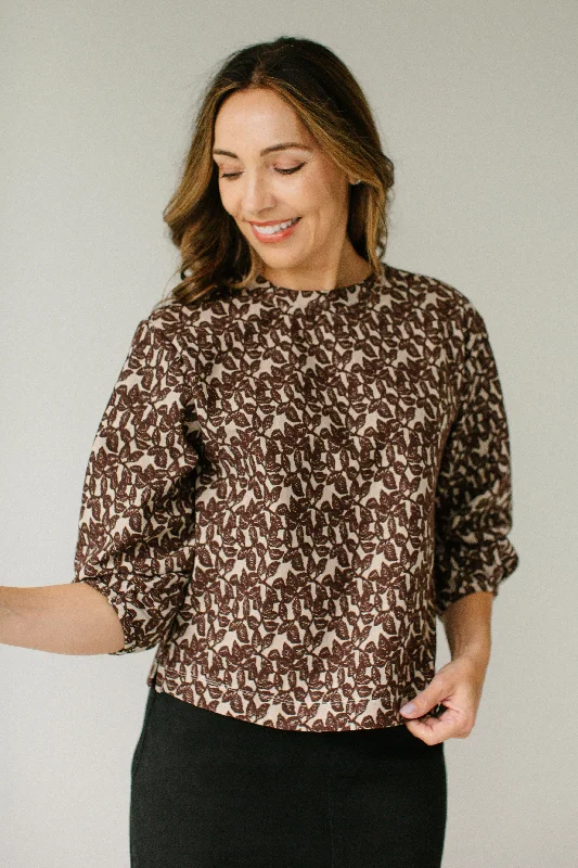 'Lewis' Knit Jacquard Top in Taupe