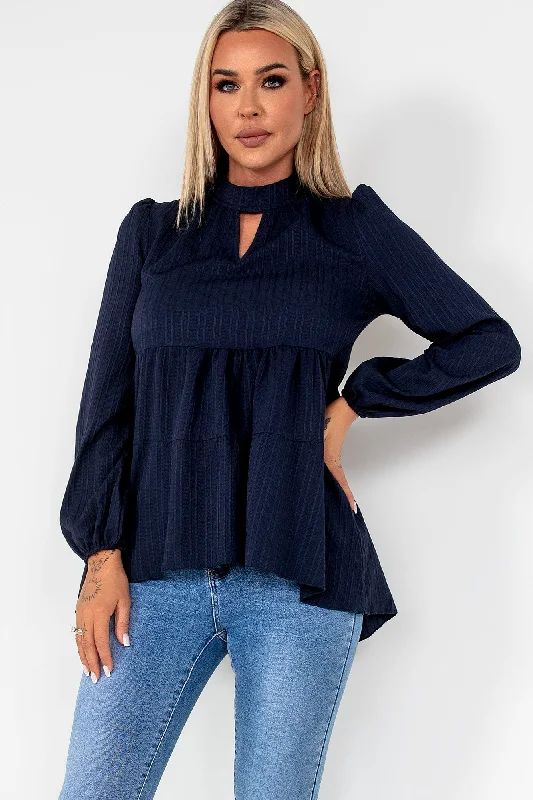 Pearla Navy Smock Top