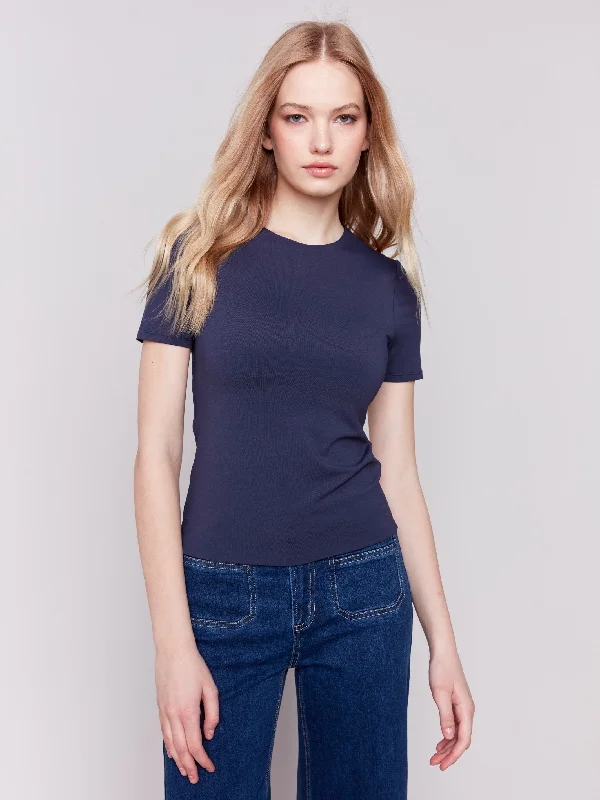 Short-Sleeved Super Stretch Top - Navy