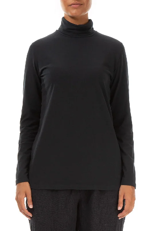 Turtleneck Black Soft Cotton Top