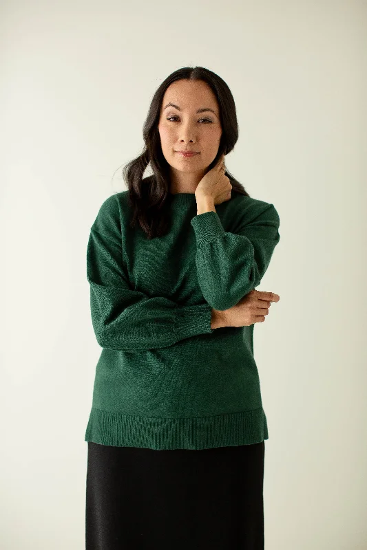 'Whitaker' Drop Sleeve Sweater in Forest Green