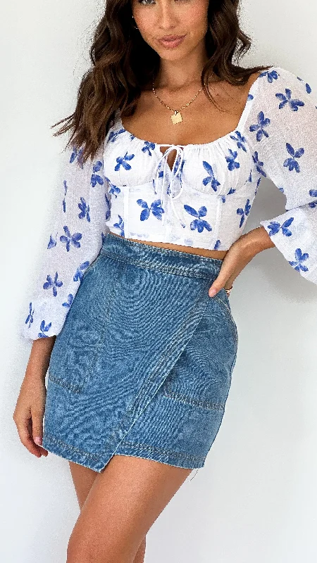 Jamaya Mini Skirt - Blue Denim