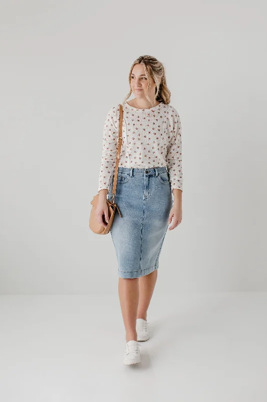 'Leah' Denim Skirt in Light Wash FINAL SALE