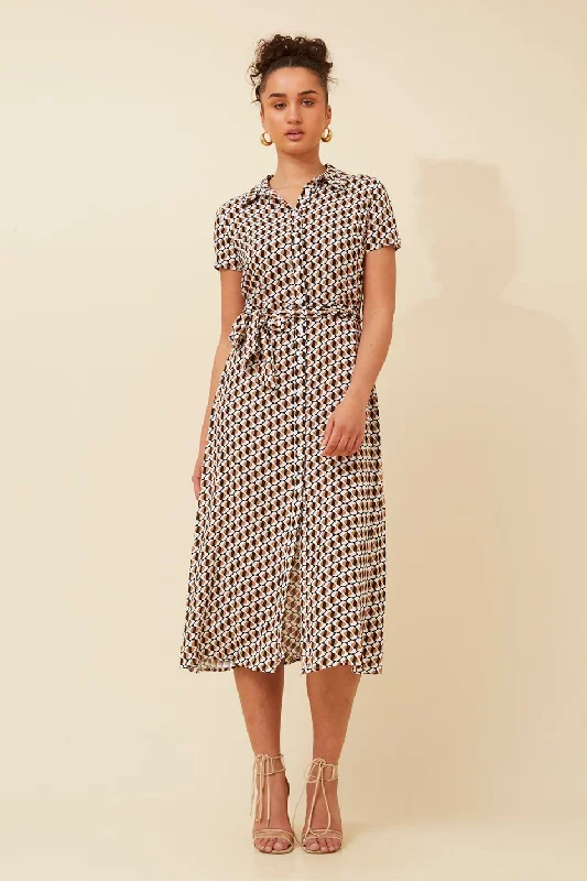 NOVA GEOMETRIC PRINT SHIRT DRESS