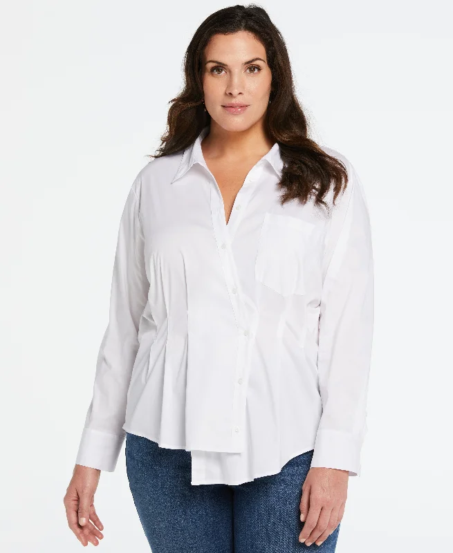 Plus Size Asymmetrical Wrap Button Up Top