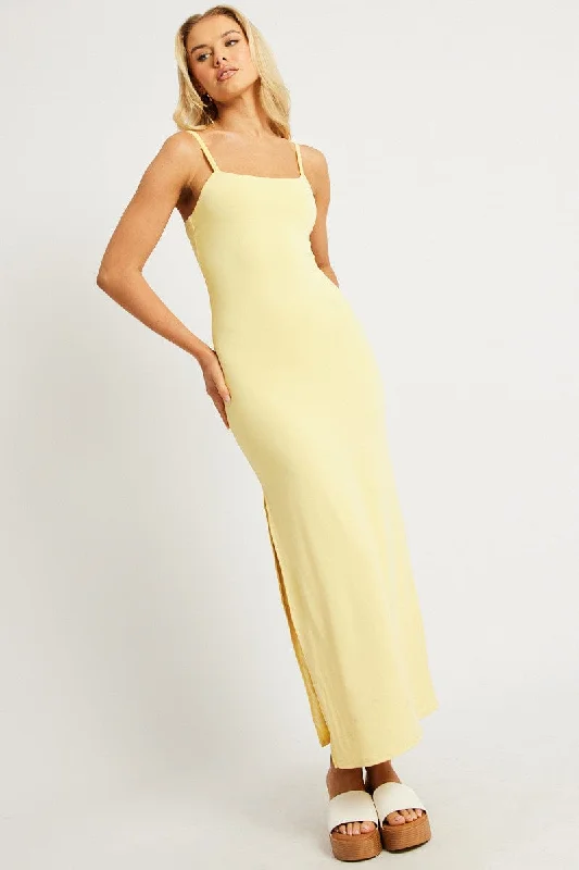 Yellow Bodycon Dress Maxi Supersoft