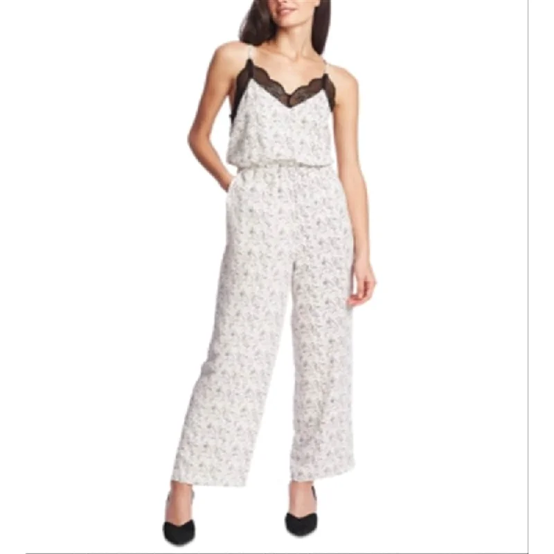 1.State Women's Polished Nomad Floral Jumpsuit White Size Xs