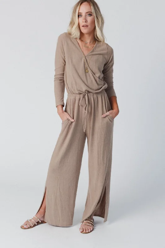 The Nest As It Was Cross Front Jumpsuit - Mocha