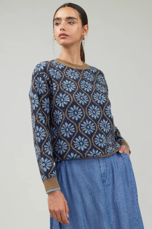 Geo Floral Pullover Sweater