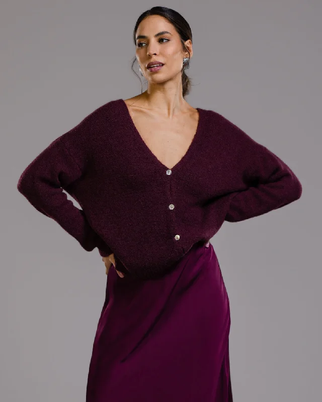 Joelle Cardigan | Burgundy | Alpaca Blend