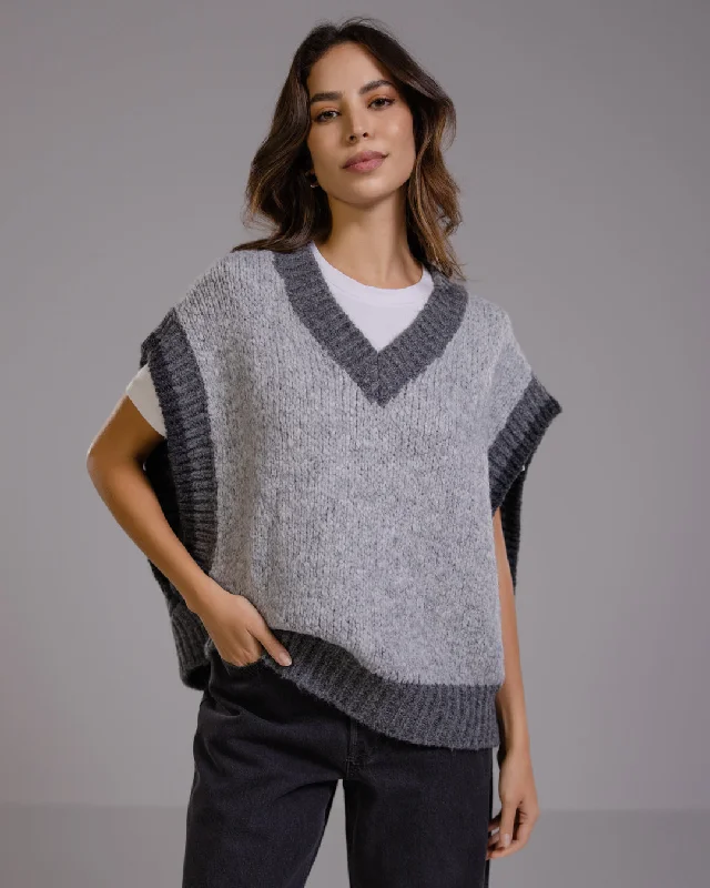 Octavia Open Side Knitted Vest | Grey