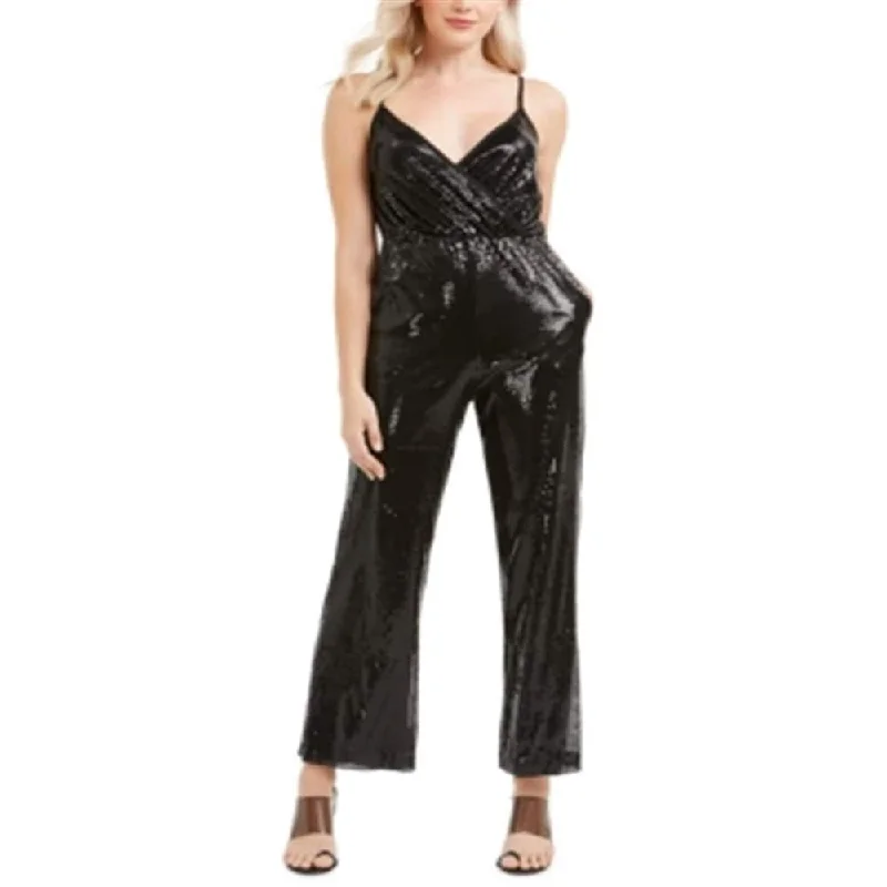 Q & A Women's Sequin Jumpsuit Black Size Medium