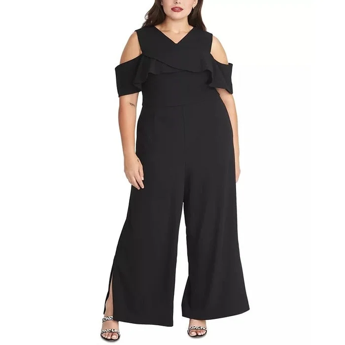 Rachel Roy Women's Jolie Cold Shoulder Jumpsuit Black Size 14 W