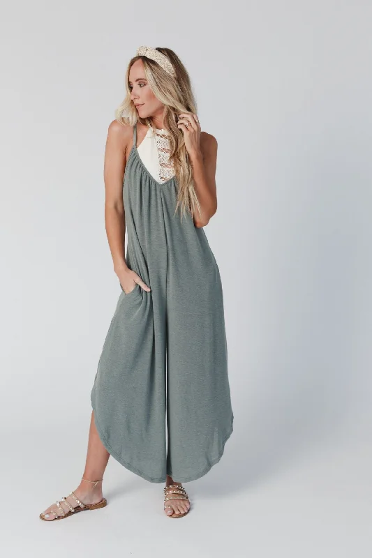 Sunny Daze Wide Leg Jumpsuit - Olive