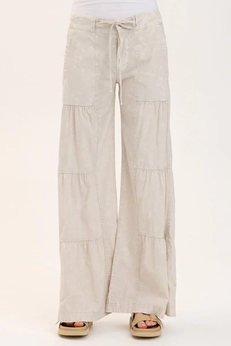 Terraced Wide Leg Pant - Feirie Wash Whitecap