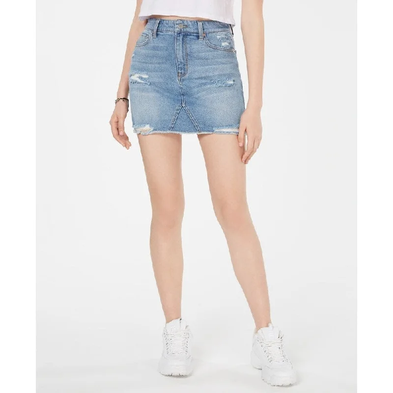 Tinseltown Junior's Ripped Denim Mini Skirt Blue Size 3