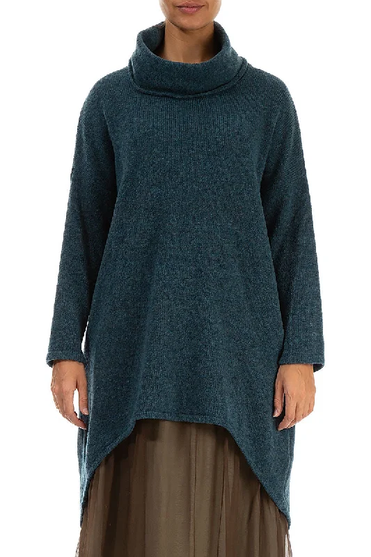 Turtleneck Teal Wool Sweater